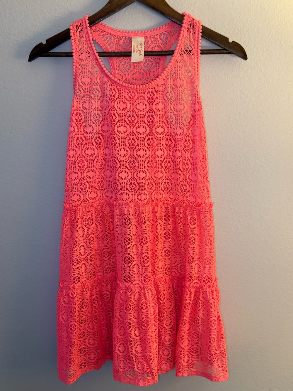 Cat & Jack Pink Crochet Tiered Tank Dress